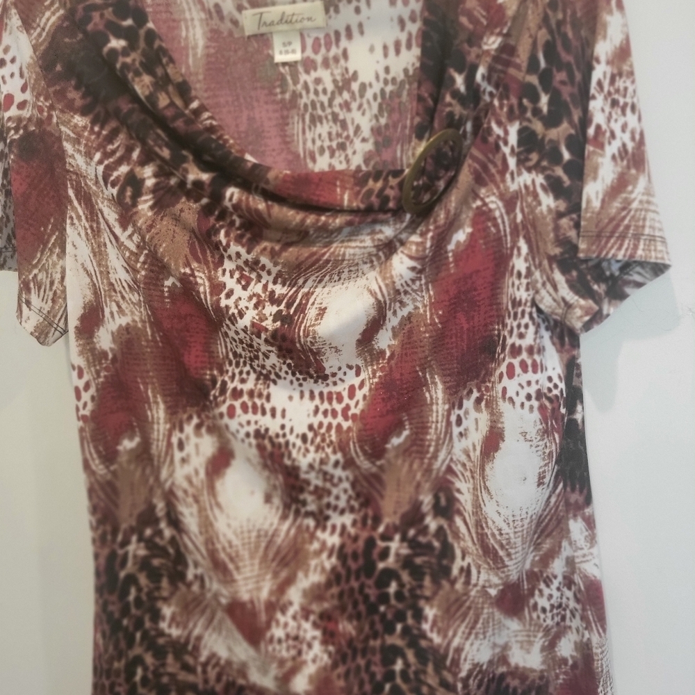 Tradition Cowl Neck Blouse With Buckle Decor At Neck Soft And Trendy S (6 _8 ) - Picture 6 of 6